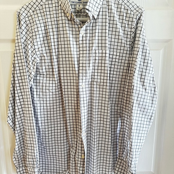 Medium, Old Navy, casual fit, white and brown checkered long sleeve button down - Picture 3 of 3